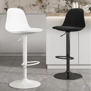 Nordic Kitchen Restaurant Swivel Bar Stool Modern Design High Foot Bar Chairs with Black Metal Base for Home Bar Outdoor Use