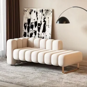 Nordic Light Luxury Three Seat Sectional Sofa Bed End Bench Lounge Recliner Tufted Flannel Sponge Small Apartment Mall Villa