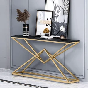 Nordic Light Luxury Wrought Iron Slate Console Table Modern European Design for Dining Villa Corridor Entrance