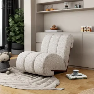 Nordic Living Room Furniture Modern Leisure Wooden White Boucle Lounge Sofa Chair L Shape Slipper Cream Sheepskin Accent Chair