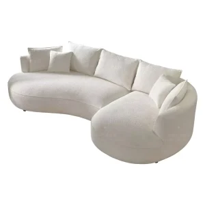 Nordic Luxury Curved Sectional Sofa Set White Modular Fabrics Home Office Leisure Convertible Sponge Filled Bed