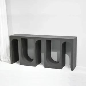 Nordic Luxury Geometric Console Table Contemporary Sculptural MDF Wooden Entryway Table Hallway Accent Table for Hotel Villa