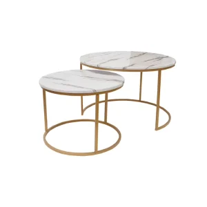 Nordic Luxury Marble Top Nesting Coffee Table Modern Round Metal Stone Customized Color Living Room Furniture for Home