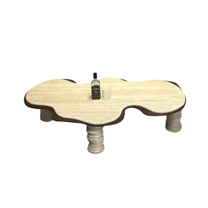Nordic Luxury Marble Wood Top Coffee Table Cloud Shape Center Table with Spiral Legs