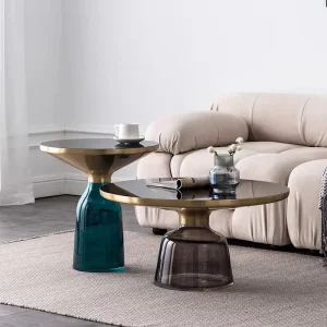 Nordic Luxury Modern Marble Top End Table Set Sofa Side Round Glass Coffee Table