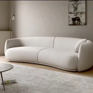 Nordic Luxury Modern Modular Sectional Sofa Set Curved Lambskin Fabric Contemporary Design for Villa School Basement Living Room
