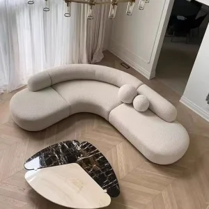Nordic Luxury Modern Simple Design Living Room Sofa Velvet Fabric with Curved Beauty Salon Furniture for Mall Application