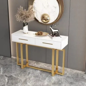 Nordic Marble Entrance Console Table Modern Luxury Minimalist Wrought Iron Narrow Design Apartment Hotel Lobby Home Furniture