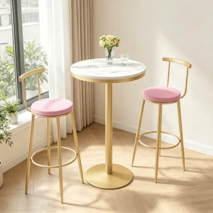 Nordic Marble High-top Table Bar Counter Light-luxury Home Ironwork Disassembled Bar Table Chair Set Milk Tea Shop Bar Stools