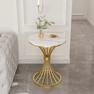 Nordic Marble Modern Luxury Coffee Table for Living Room Sofa Side Small Round Table with Metal Frame Home Furniture