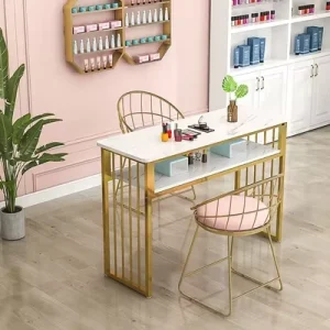 Nordic Marble Pattern Nail Art Table Single Double Manicure Table Set Modern