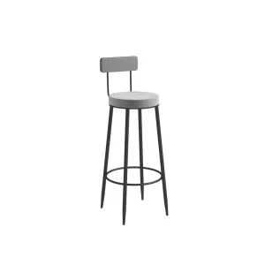 Nordic Metal Bar Stool Commercial Furniture Leather Cushion Stool Chair Modern Barstool with Table for Cafe Shop