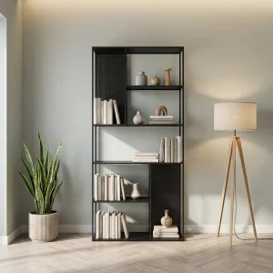 Nordic Metal Bookshelf Steel Storage Rack Home Office Bedroom Space Saving Modular Modern Design