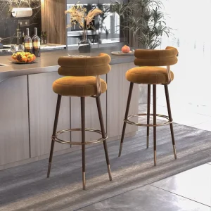 Nordic Minimalist Light Luxury Instagram-Worthy Fabric Bar Stool Customizable Modern Solid Wood High End Aesthetic Home Bar