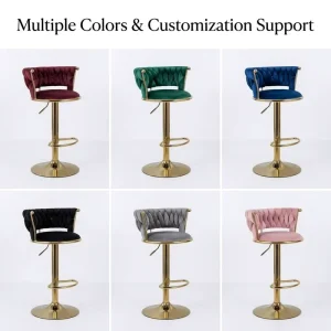 Nordic Minimalist Metal Base Bar Chair Adjustable Swivel Counter Stool Gold Metal Frame for Kitchen Home Dining