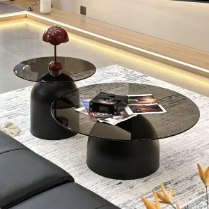 Nordic Minimalist Modern Light Luxury Coffee Table High-End Glass Coffee Table Set Suitable for the Living Room