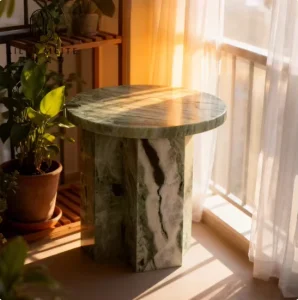 Nordic Minimalist Natural Marble Modern Luxurious Side Table for Living Room Bedroom Eco Friendly Adjustable Height Console