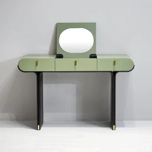 Nordic Minimalist Olive Green 2 in 1 Dressing Table Flip Mirror Makeup Desk with Mirror 3 Drawers Bedroom Furniture