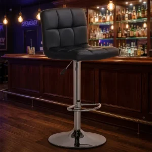 Nordic Minimalist PU Leather Bar Stool Height Adjustable Swivel Counter Chair With Backrest for Kitchen Island Home Bar Cafe