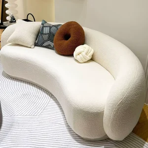 Nordic Minimalist Sectional Velvet Cover Curved Sofa with Multifunctional Design for Compact Living Spaces
