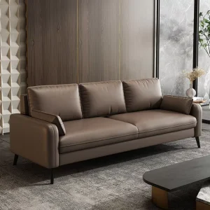 Nordic Minimalist Square Cat Scratch Durable Eco Friendly Leather Chesterfield Sofa Three Seat Set for Small Spaces Hotels