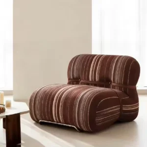 Nordic Minimalist Striped Fabric Accent Chair Bedroom Furniture Single Leisure Armchair Showroom Living Room Furniture Sofa