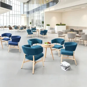 Nordic Minimalist Wooden Leisure Negotiation Chair Reception Dining Armchair for Hotel Cafe Office Club Lobby