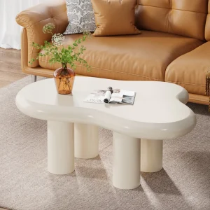 Nordic Modern Accent Luxury Wooden White Cloud Shaped Coffee Table