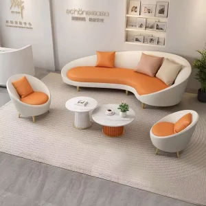 Nordic Modern Curved Sofa Set for Hotel Reception Lightweight Luxury for Beauty Salon & Nail Salon for Living Room