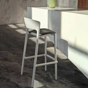 Nordic Modern Design Plastic Cushion High Coffee Restaurant Bar Stool Chair with Backrests