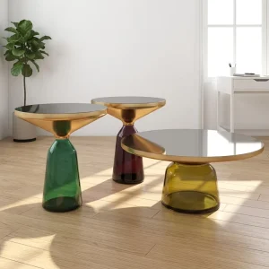 Nordic Modern Living Room Furniture Set Easy Clean Glass Coffee Table with Wood Panel Style for Home Use