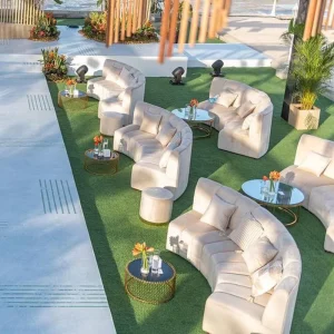 Nordic Modern Luxury Furniture Velvet Fabric Wedding Event Curved Design Hotel Modular Sectional Sofa