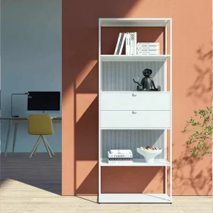 Nordic Modern Metal Eco Friendly Convertible Bookshelf Corner Living Room Bedroom Display Rack Home Office Cabinet for Apartment