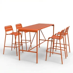 Nordic Modern Metal Outdoor High Foot Bar Table Chair Combination Villa Courtyard Coffee Tea Shop Terrace Leisure