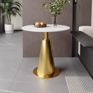 Nordic Modern Metal Slate Round Coffee Table Hotel Reception Light Luxury High end Leisure Table Sales Offices Showrooms