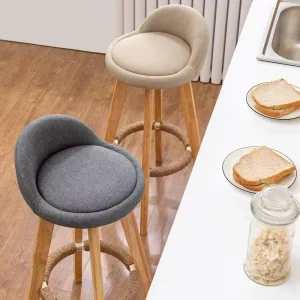 Nordic Modern Minimalist Bar Stool Solid Wood Bar Chair Casual Bar Stool