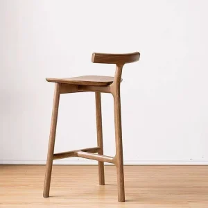 Nordic Modern Minimalist Solid Wood Bar Stool with High Backrest OEM Custom for Home Bar Restaurant Kitchen