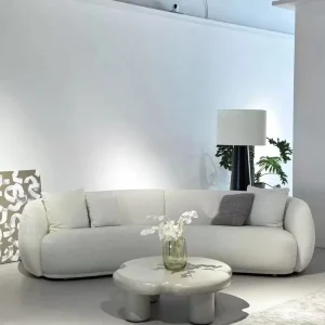 Nordic Modern Rectangle Three-seater Microfiber Fabric Sectional Sofa Set Solid Wood Frame Minimalist Bedroom Living