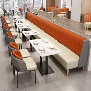 Nordic Modern Restaurant Chairs Booth Sofa Set with Bar Stool and Long Bench Sofa Dining Table Chair Restaurant Furniture