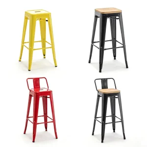 Nordic Modern Restaurant bar Chairs Industrial Commercial Iron Metal High Bar Chairs for Kitchen Outdoor Use