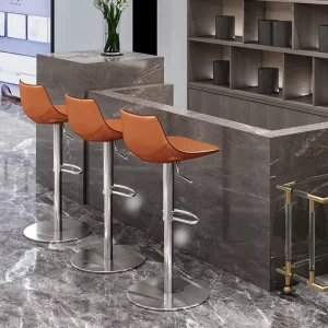 Nordic Modern Simple Light Luxury Casual Bar Stool Stainless Steel Height Adjustable Rotating High foot Chair Bar Furniture