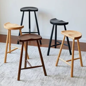 Nordic Modern Solid Wood Bar Stool with Comfortable High Backrest and Armrest for Hotel Kitchen and Home Bar Use