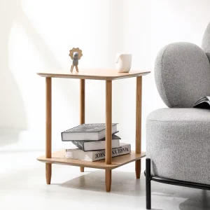 Nordic Modern Solid Wood Density Board Top Side Table Simple Home Use Living Room Bedroom Corner Table Square Coffee Table