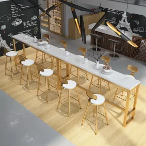 Nordic Modern Style Solid Wood Bar Table and Chair Set Light Luxury High Bar for Living Room for Milk Tea Shop and Cafe