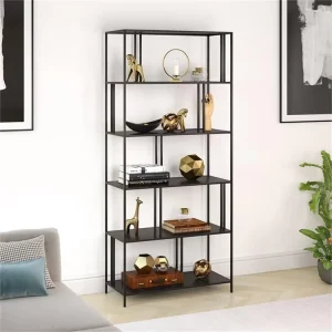 Nordic Modern Style Steelite Floor Standing Bookcase Iron Display Shelf Powder Coated Home Office Bedroom Living Room Apartment