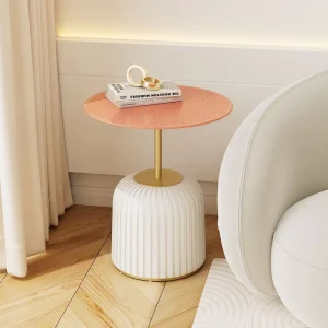 Nordic Modern Tempered Glass Round Side Table Light Luxury Decorative Mini Coffee End Table for Living Room Sofa Bedside