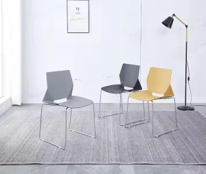 Nordic Modern Waiting Room Chrome Legs Stackable Plastic Bright Colored Chair Chairs