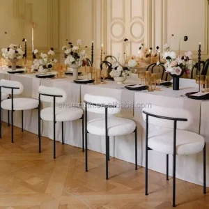 Nordic Modern White Black Guests Chairs with Fabric Back Wedding Dining Chair for Hotel