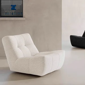 Nordic Modern White Chenille Reclining Chair Living Room Bedroom Swivel Chair Modular Reception Room Single Sofa Chair