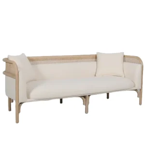 Nordic Modern Wooden Frame Rattan Modular Sofa Three Seater Woven Back Hotel Sofa